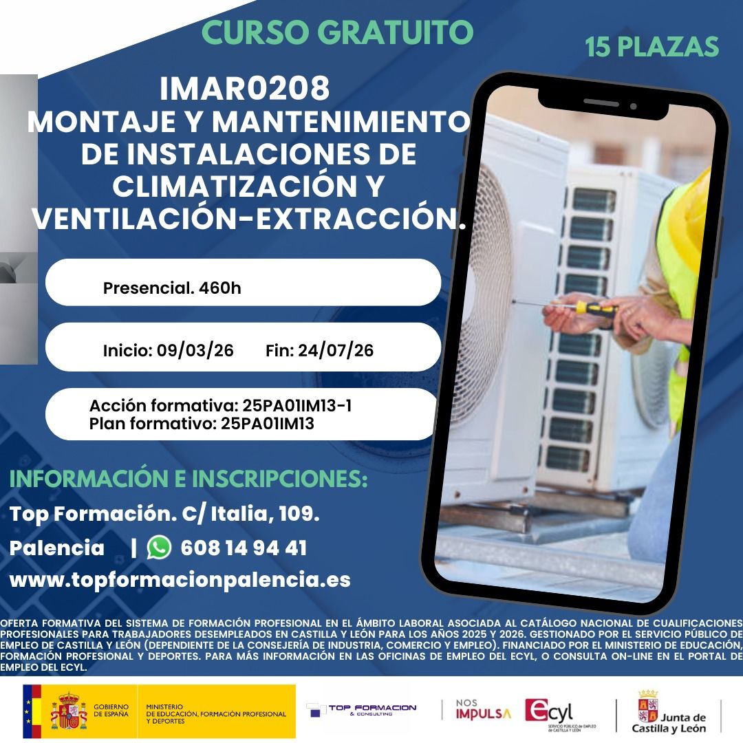 IMAR0208 MONTAJE Y MANTENIMIENTO DE INSTALACIONES DE CLIMATIZACIÓN Y VENTILACIÓN-EXTRACCIÓN