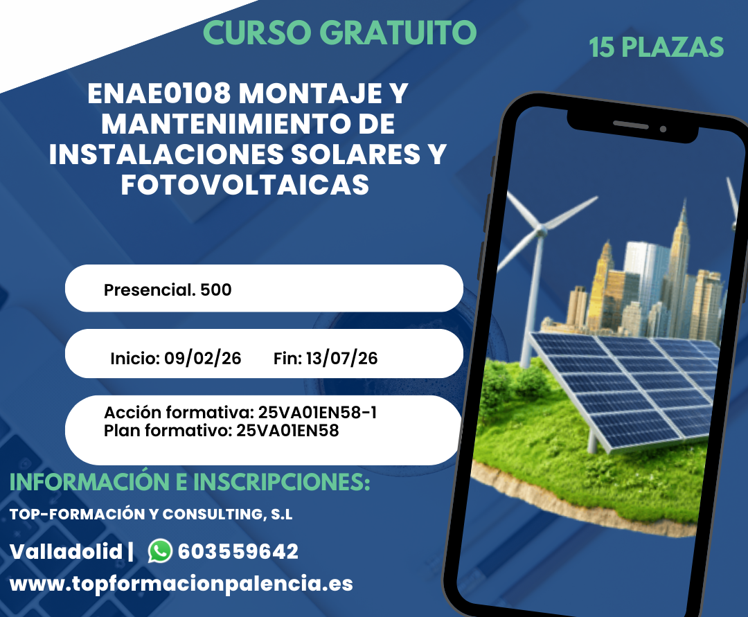 MONTAJE Y MANTENIMIENTO DE INSTALACIONES SOLARES Y FOTOVOLTAICAS
