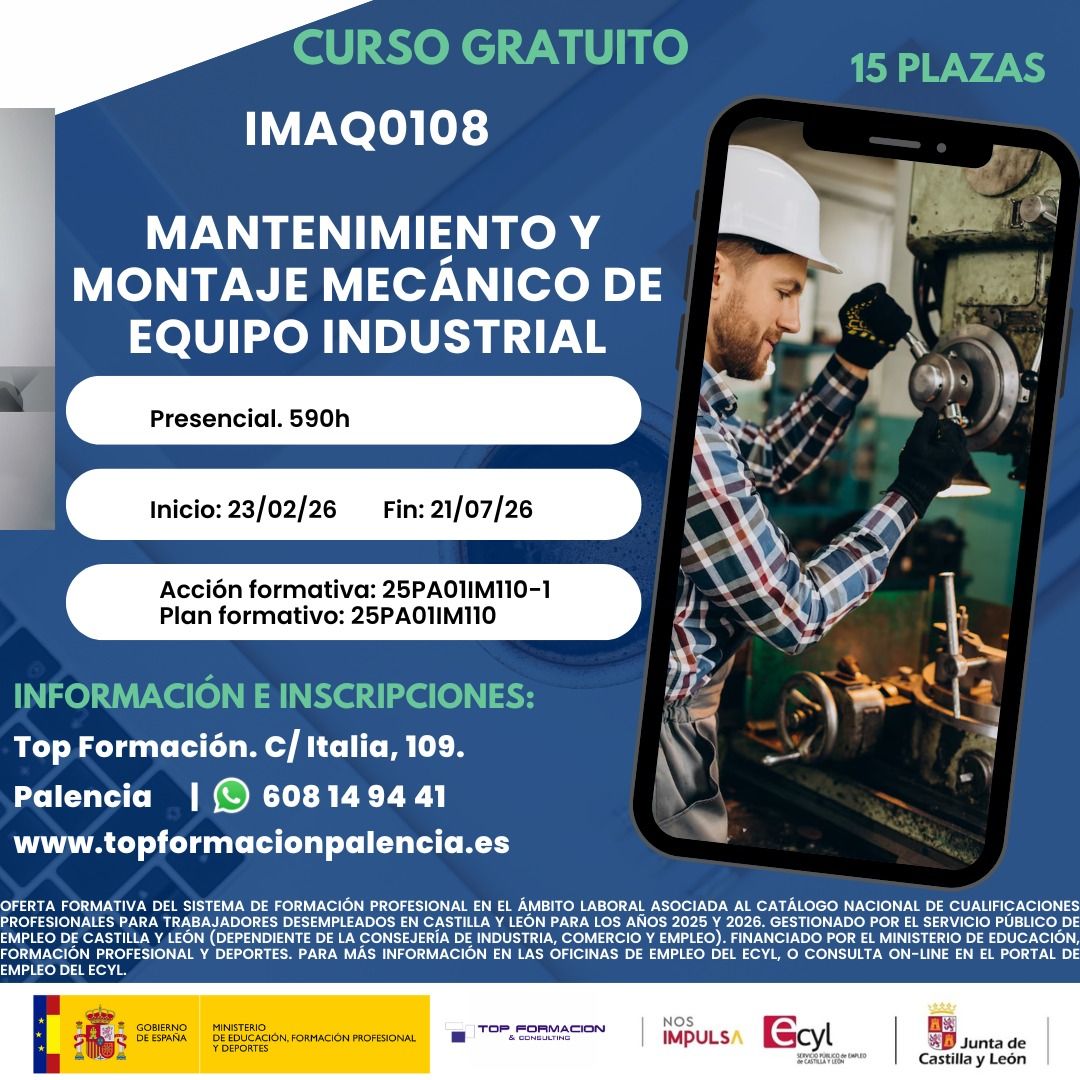 IMAQ0108 MANTENIMIENTO Y MONTAJE MECÁNICO DE EQUIPO INDUSTRIAL