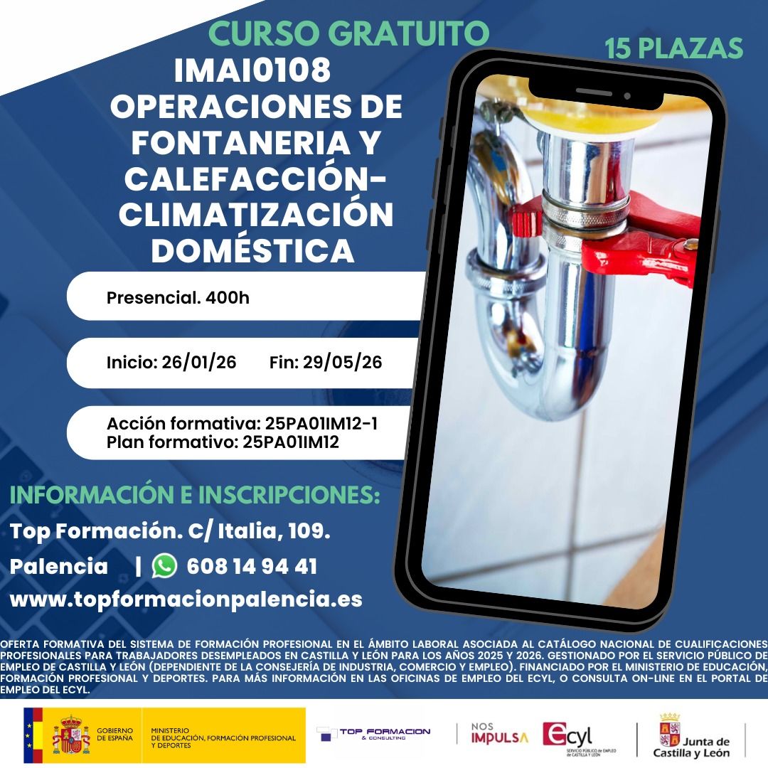 IMAI0108 OPERACIONES DE FONTANERIA Y CALEFACCIÓN-CLIMATIZACIÓN DOMÉSTICA